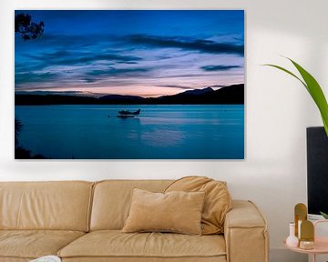 Sonnenuntergang und Wasserflugzeug am Lake Te Anau - Neuseeland von Ricardo Bouman