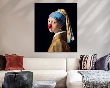 Girl with a Pearl Earring with a clown nose by Maarten Knops