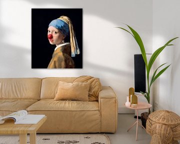 Girl with a Pearl Earring mit Clownsnase von Maarten Knops