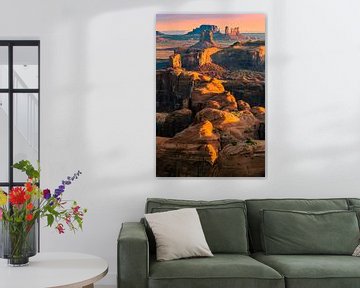 Zonsopkomst Hunts Mesa, Monument Valley van Henk Meijer Photography