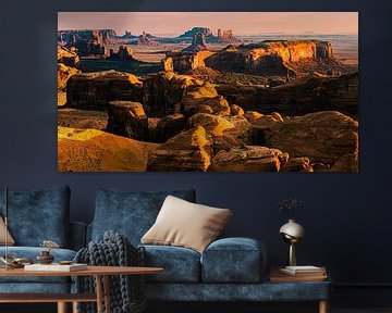 Zonsopkomst Hunts Mesa, Monument Valley van Henk Meijer Photography