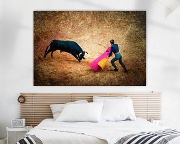 Exposition multiple sur une corrida brune avec matador et taureau sur Dieter Walther