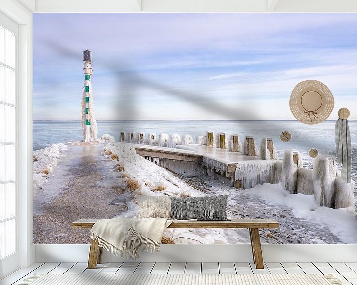 Sfeerimpressie behang: Winter aan het IJsselmeer 2021 van Etienne Hessels