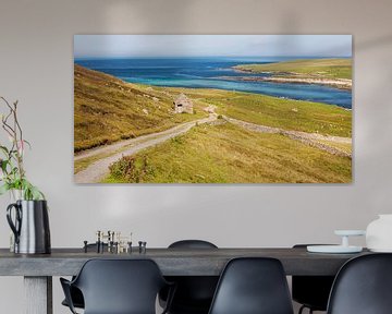 Verlassene Straße zum Meer, Shetland-Inseln, Schottland von Sebastian Rollé - travel, nature & landscape photography