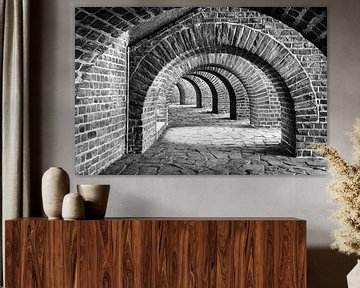 arches of castle in black and white by Klaartje Majoor