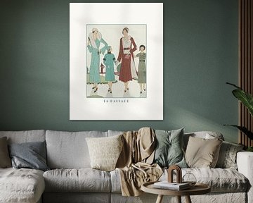 La ballade | Walking with the children | Chic Art Deco Historical fashion print by NOONY