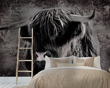 Fine art portrait Scottish Highlander in black and white