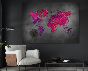 wereldkaart kunst paars en zwart #kaart #wereldkaart van JBJart Justyna Jaszke