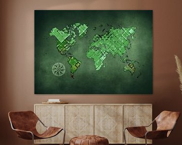 carte du monde art vert #map #mondialisation sur JBJart Justyna Jaszke
