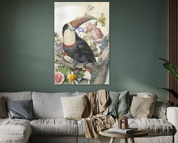 Toucan voor stillevens van bloemen en de maan van Jadzia Klimkiewicz