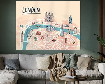 Londen geïllustreerde plattegrond van Karin van der Vegt