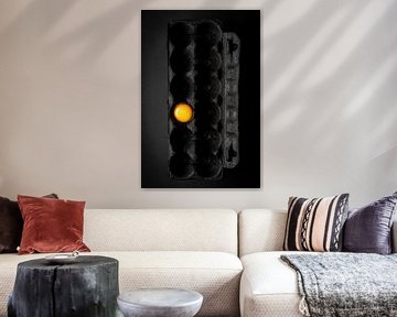 Still life with egg yolk on black l Food photography by Lizzy Komen