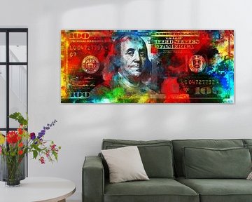 Benjamin Franklin - 100 Dollar in kleur van Sharon Harthoorn