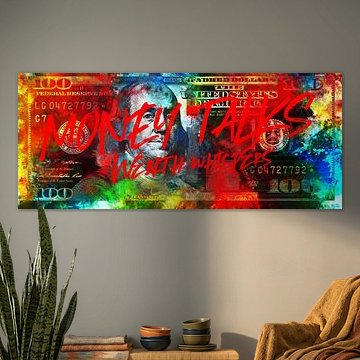 Benjamin Franklin - Geld redet, Reichtum flüstert in Farbe von Sharon Harthoorn