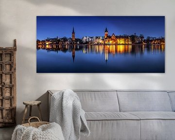 Berlijn - Köpenick Oude Stad Panorama op blauw uur