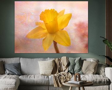 Daffodil with oil stains relief by natascha verbij