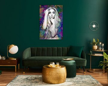 Lady Gaga Naakt Modern Abstract Portret in Diverse Kleuren van Art By Dominic