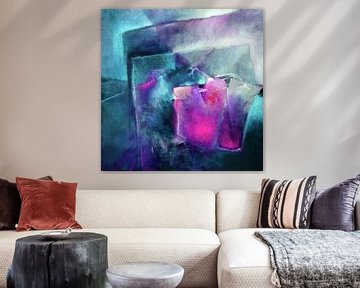 Abstract composition: Bright magenta with turquoise by Annette Schmucker