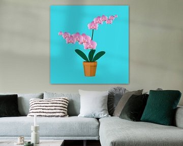 A pink orchid in a terracotta pot by Bianca Wisseloo