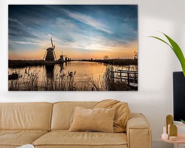 Windmills at Kinderdijk at sunrise by Rowan van der Waal