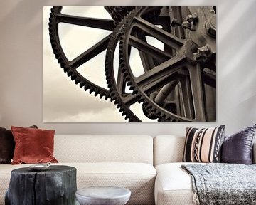 Cogwheels on a historic crane in the commercial port of Magdeburg by Heiko Kueverling