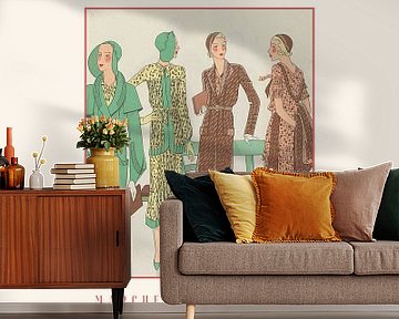 Marcher avec des amis | Vintage Art Deco Mode prent | Historische fashion, advertentie van NOONY