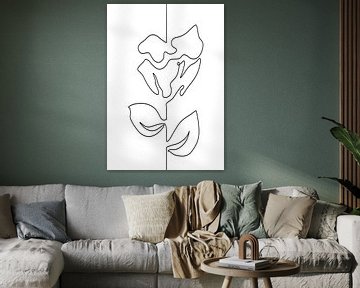 Strichzeichnung abstrakte Blume. Rose Illustration schwarze Linie auf weißem Hintergrund von Emiel de Lange
