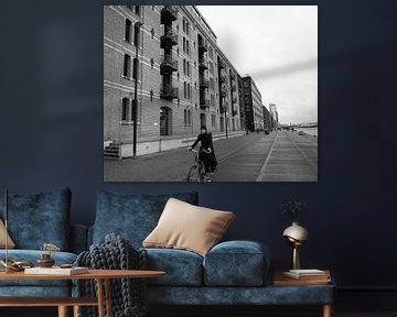 Femme à vélo sur Foto Studio Labie