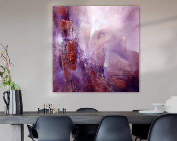 Abstracte compositie: violet, roos en sienna van Annette Schmucker