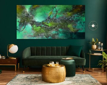 Modern, Abstract Digital Artwork in Green Grey by Art By Dominic