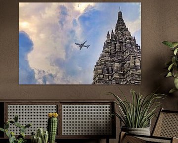 Lion Air boven Prambanan van Eduard Lamping