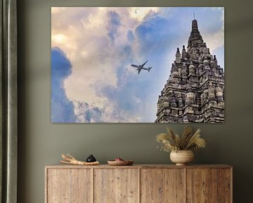 Lion Air boven Prambanan van Eduard Lamping