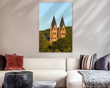 Basilika St. Kastor im Abendlicht, Koblenz, Rheinland-Pfalz, Deutschland, Europa