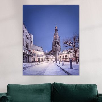 Verschneiter Havermarkt bei Nacht - Breda
