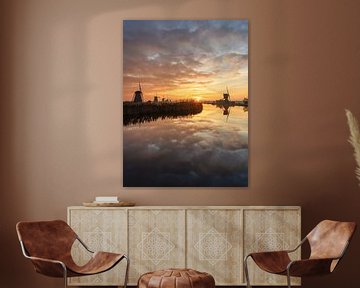 Sunrise Kinderdijk (vertical) by Gijs Koole