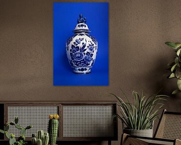 Delfts Blauwe vaas met leeuwtje van StudioMaria.nl