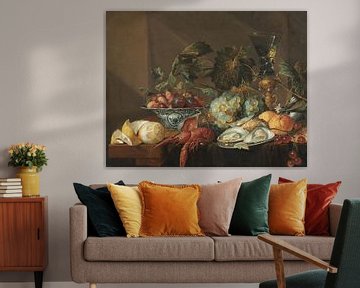 Stilleben mit Flusskrebsen, Austern und Früchten, Cornelis de Heem