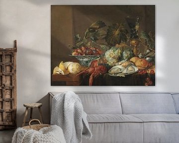 Stilleven met rivierkreeftjes, oesters en fruit, Cornelis de Heem
