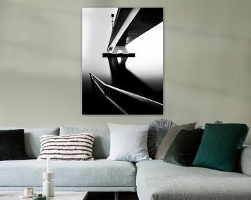 Zeeland Brücke in schwarz und weiß von Michel van den Hoven