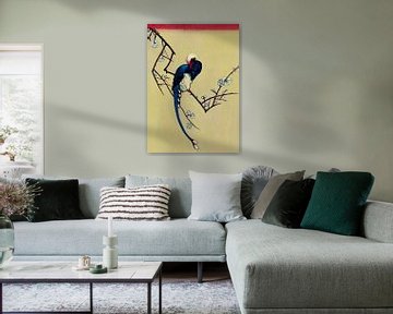 Vogel auf einem Zweig in der Blüte. Japanische Kunst von David Morales Izquierdo