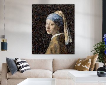 Mosaïque de la fille à la boucle d'oreille en perle