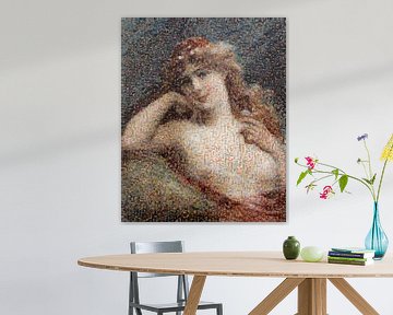 Mosaïque, fille avec des marguerites, Émile Vernon sur Atelier Liesjes