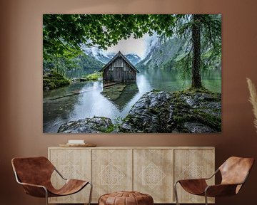 Ingelijst botenhuis, Obersee, Duitsland van Bob Slagter
