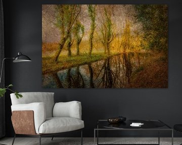 Abstrait exposition multiple beauté de la nature reflet des arbres dans l'eau en automne sur Dieter Walther