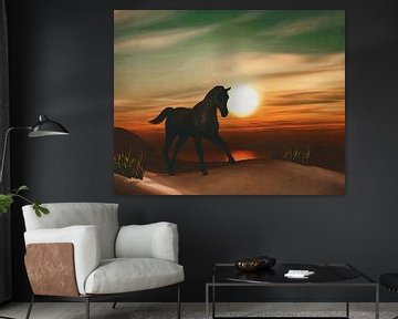 Pferd bei Sonnenuntergang von Jan Keteleer