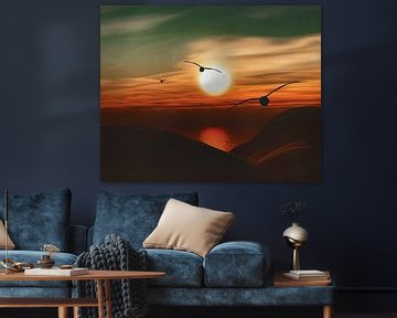 Seagulls at sunset 6 by Jan Keteleer