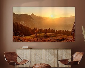 Zonsondergang in Ybrig, Kanton Schwyz van Pascal Sigrist - Landscape Photography
