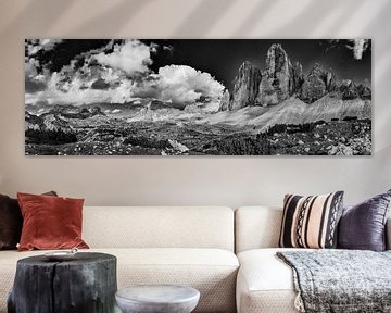 Dolomites Panorama noir et blanc sur Denis Feiner
