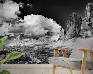 Dolomieten Panorama zwart-wit