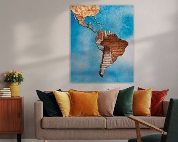 Map of South America wood by Rene Ladenius Digital Art